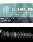 Soft Gel Tips Medium Almond – 550 stk fleksible, mandelformede tips.