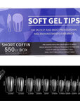 Soft Gel Tips Short Coffin – 550 stk fleksible og ferdigformede tips.