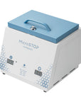 MicroSTOP COMPACT varmluftsterilisator, hvit med lyseblått lokk og to digitale displayer