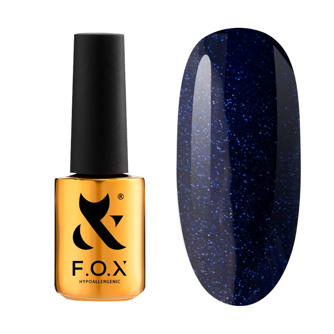 F.O.X hypiallergenisk gellakk i blendende stjernenatt-blå nyansering.