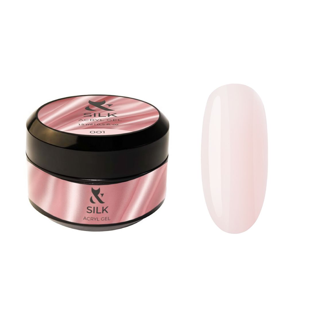 F.O.X Acryl Gel Silk – lys melkehvit rosa-beige for naturlig look