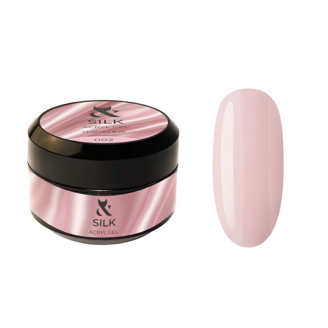 Akryl Gel Silk 002 – myk lys rosa med delikat, varm undertone.