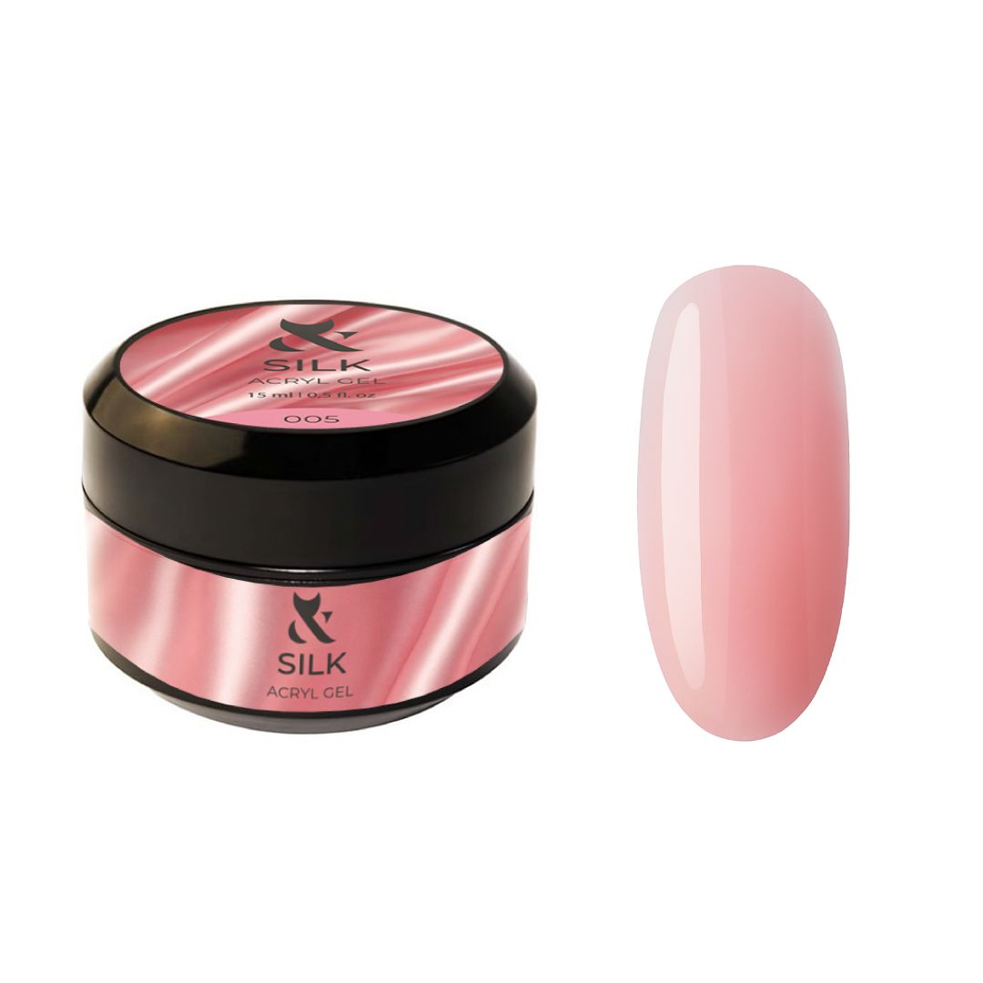 AKryl Gel Silk 005 – mørk rosa-korall med subtil brun tone.