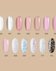 Nano Polygel i nude clear og glitter for neglemodellering