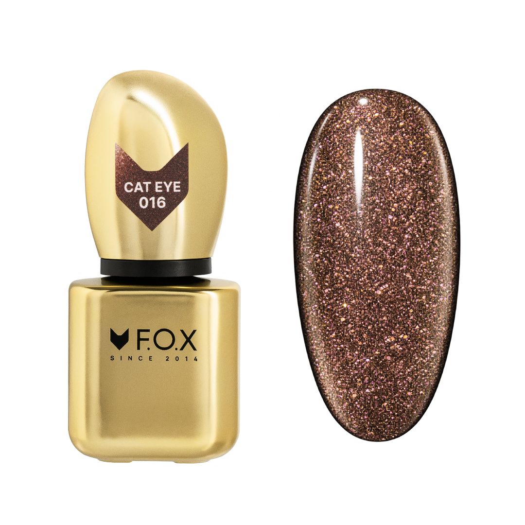 Brun F.O.X Cat Eye gellack 016 med metalliske partikler