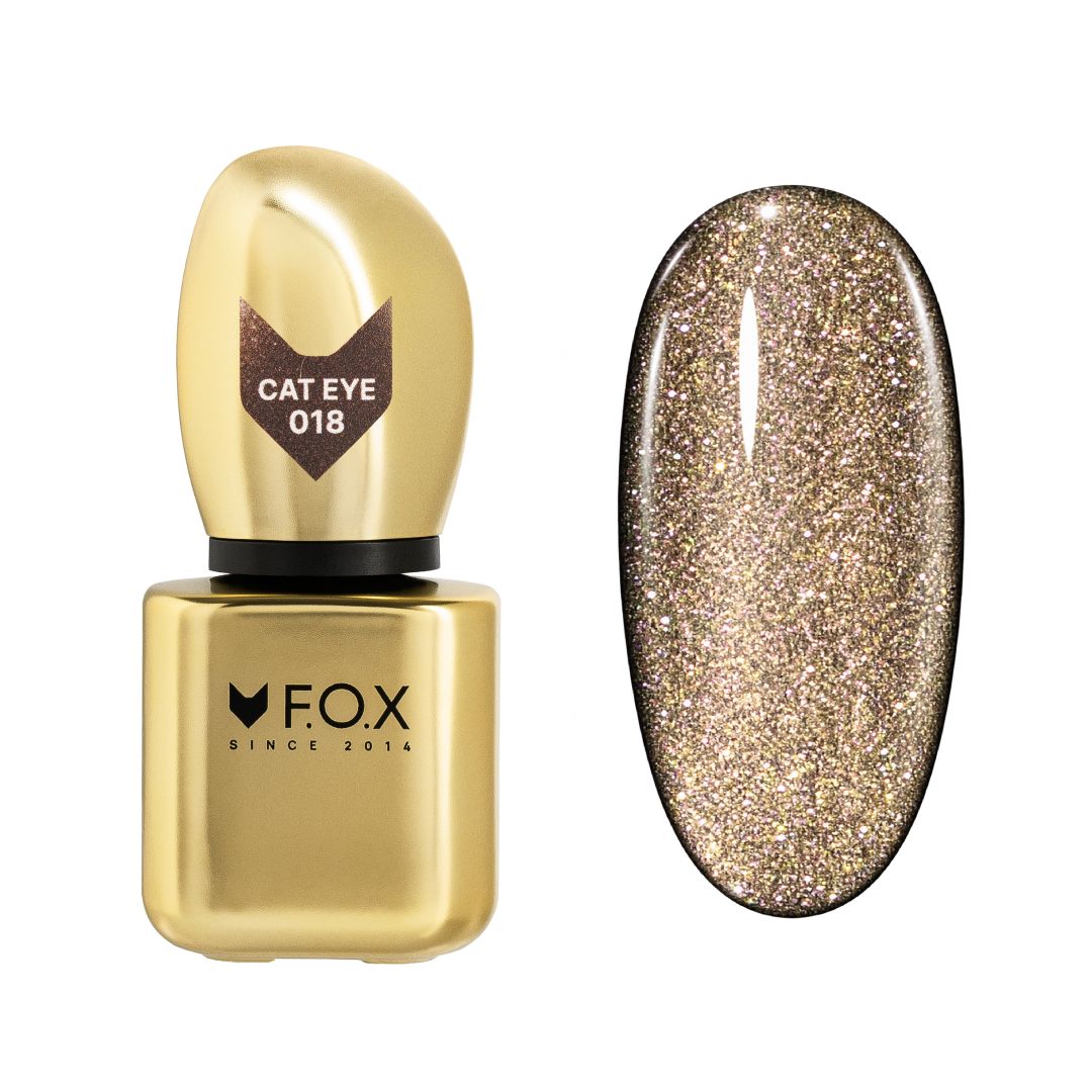 Bronsebrun F.O.X Cat Eye gellack 018 med cat eye effekt