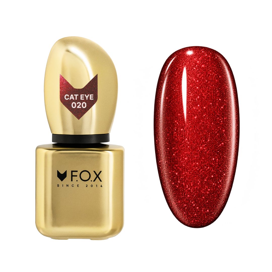 Rød F.O.X Cat Eye gellack 020 med magnetisk refleksjon