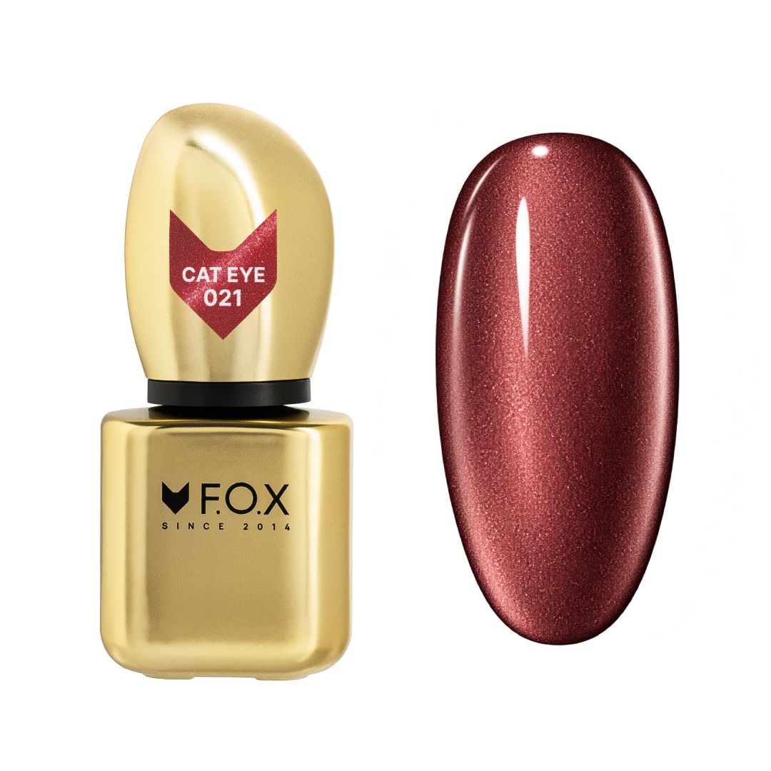 Klar rød F.O.X Cat Eye gellack 021 med metallisk effekt