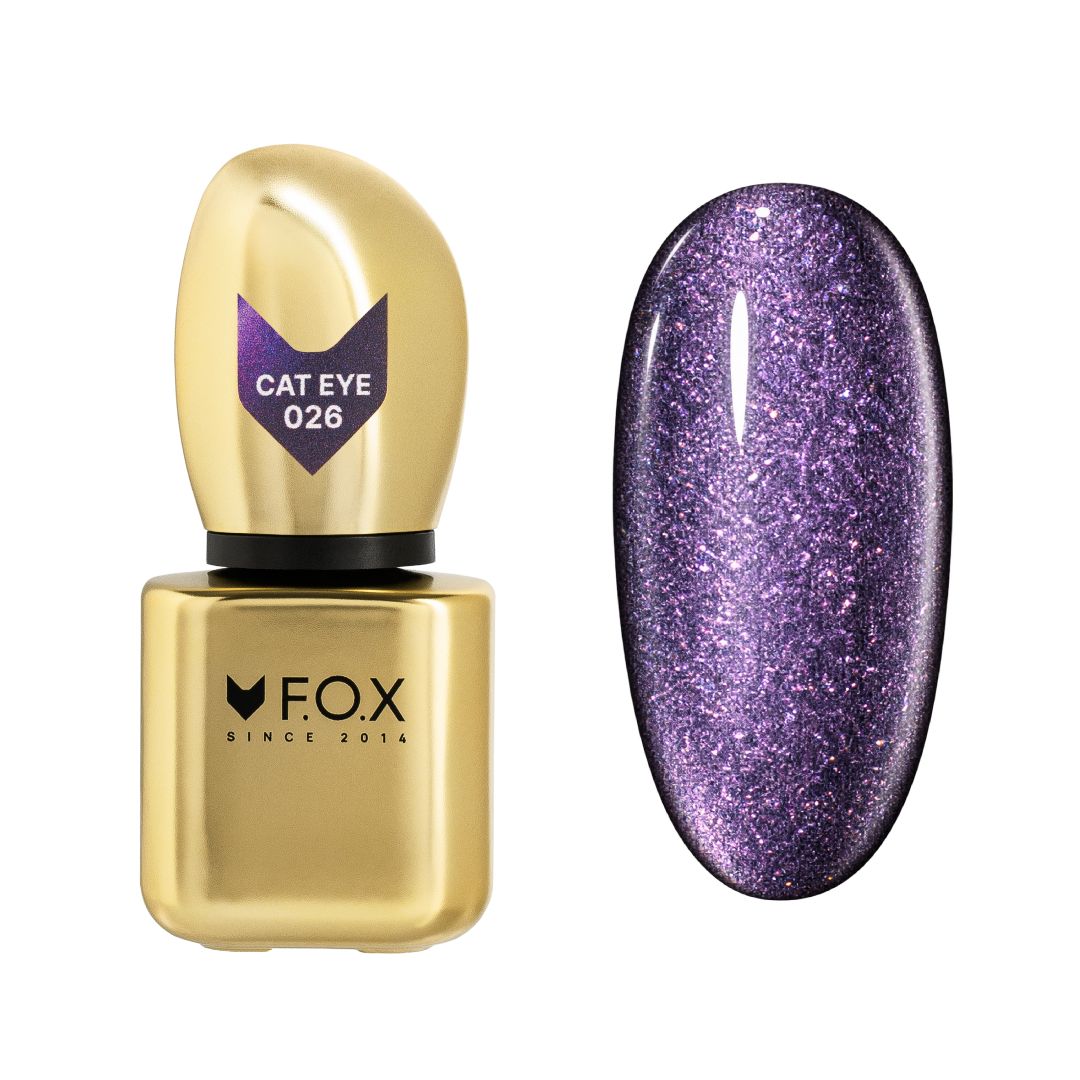 Lilla F.O.X Cat Eye gellack 026 med sølvfarget refleksjon