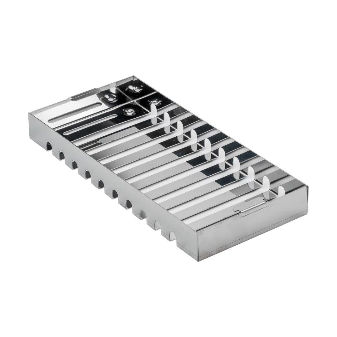 Tomt stålbrett med skillevegger til MicroSTOP MINI, sett ovenfra