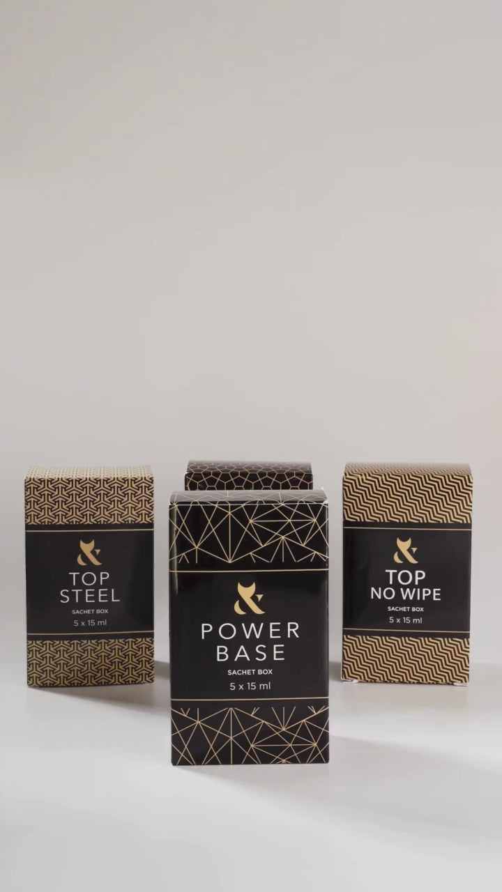 F.O.X Sachet Box, Base coat eller Top coat – 5 poser i 15 ml for profesjonell bruk.