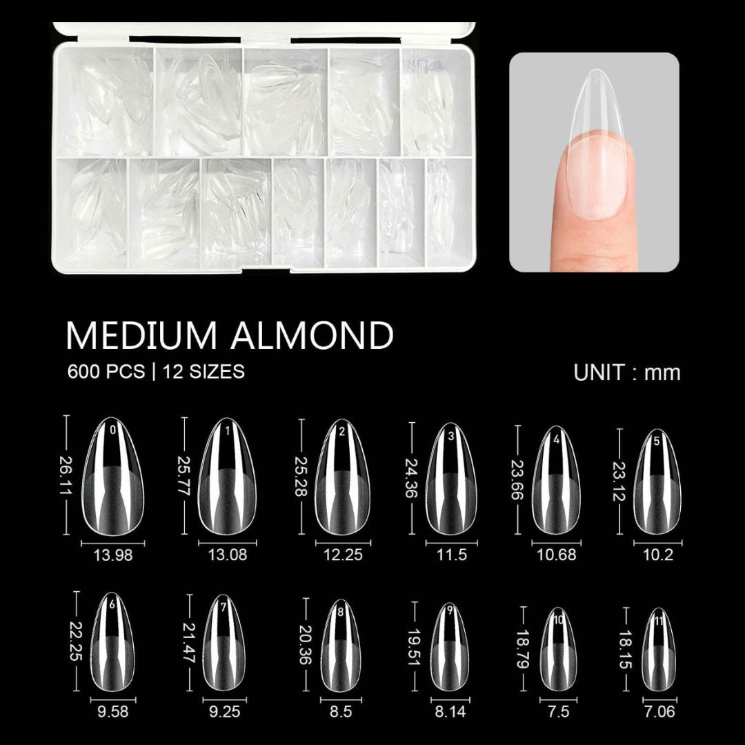 Soft Gel Tips Medium Almond 600stk