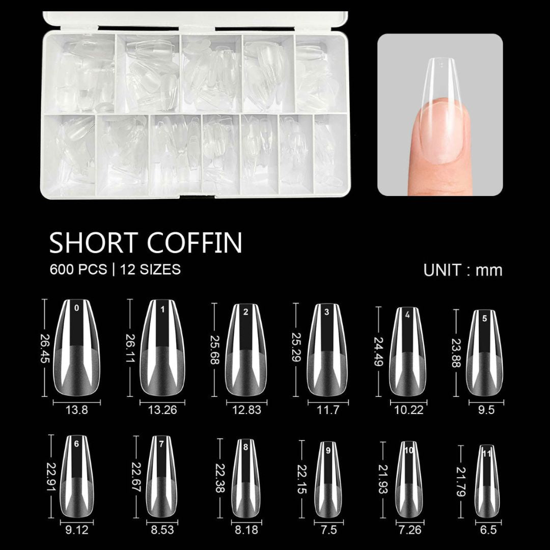 Soft Gel Tips Short Coffin 600stk